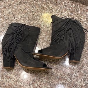 Black open toe booties